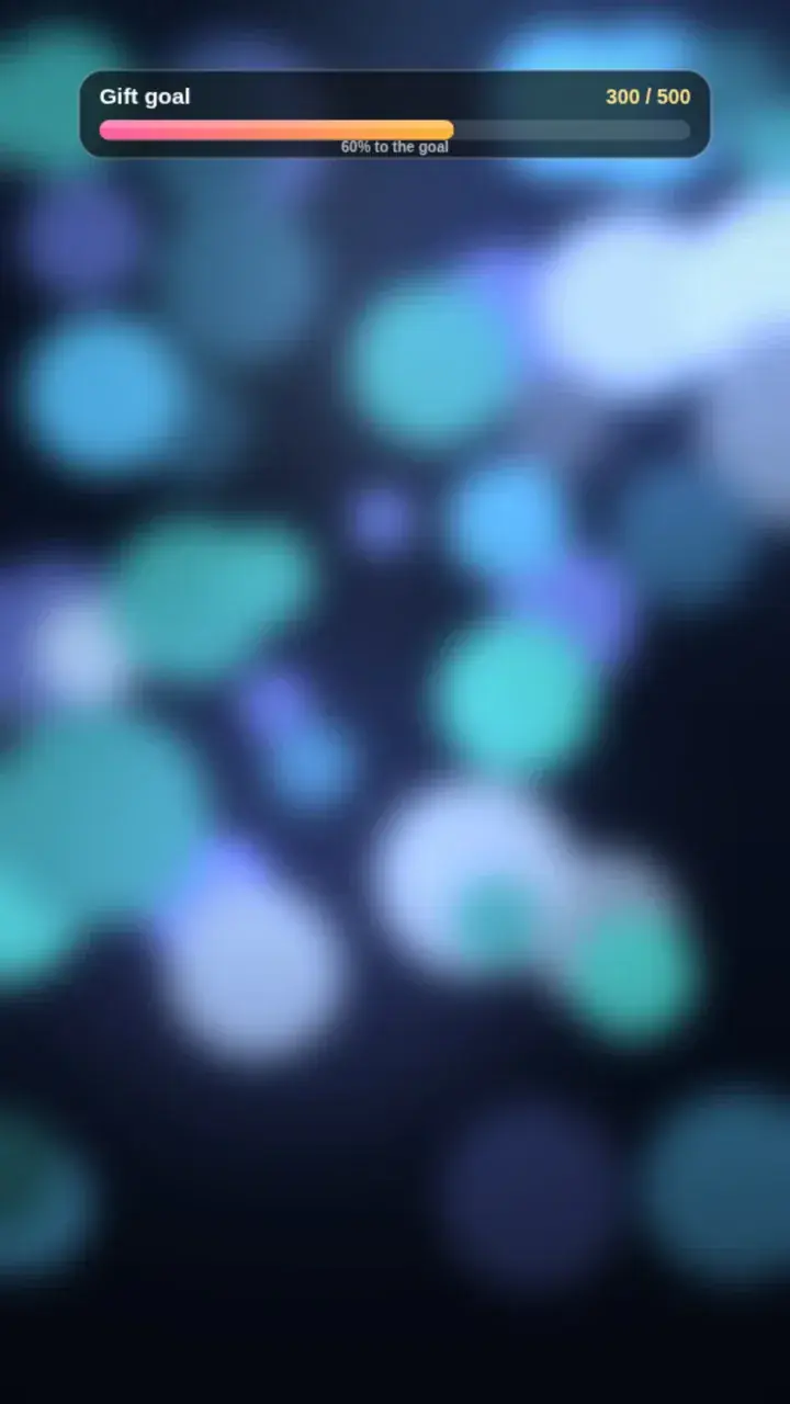 Una barra de metas de regalos arriba de un LIVE con forma de celular